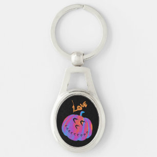 Psychedelic Pumpkin Heart Key Chain