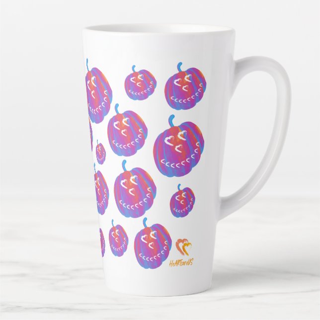Psychedelic Pumpkin Patch Hearts Latte Mug (Right)