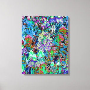 Psychedelic Purple and Lime Green Garden Flowers Canvas Print