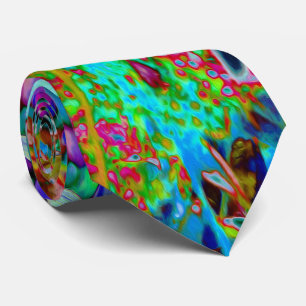 Psychedelic Purple and Lime Green Garden Flowers Tie