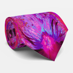 Psychedelic Purple and Magenta Hibiscus Flower Tie