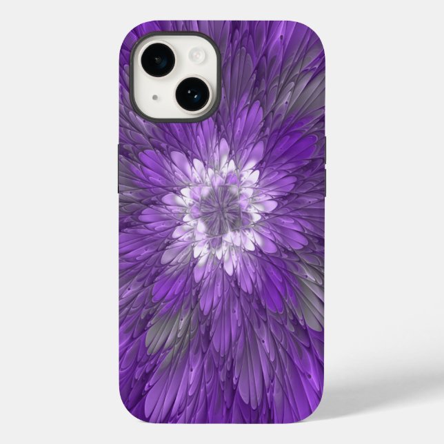 Psychedelic Purple Flower Abstract Fractal Art Case-Mate iPhone Case (Back)