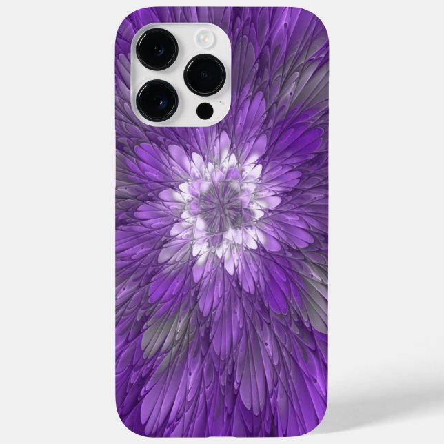 Psychedelic Purple Flower Abstract Fractal Art Case-Mate iPhone Case (Back)