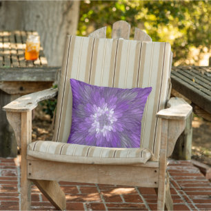Psychedelic Purple Flower Abstract Fractal Art Cushion