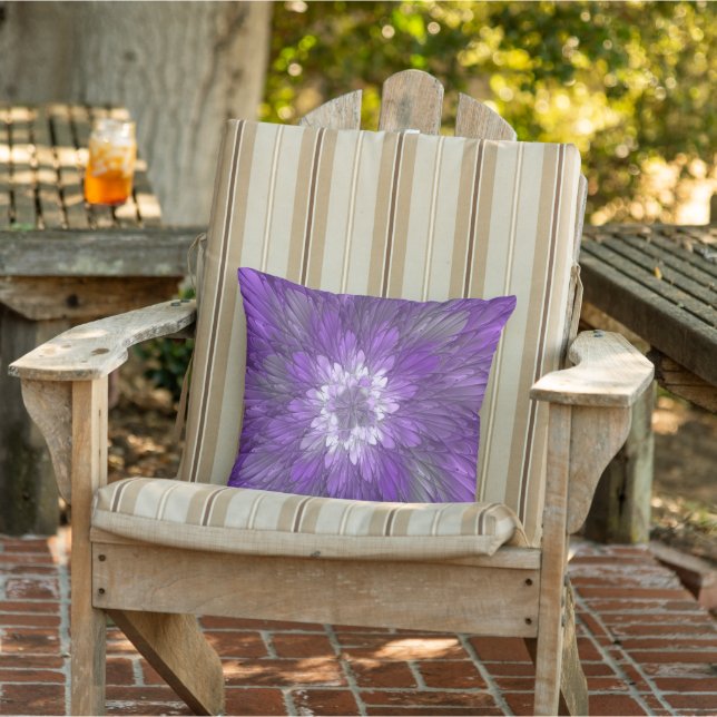 Psychedelic Purple Flower Abstract Fractal Art Cushion (Chair)