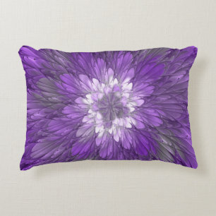 Psychedelic Purple Flower Abstract Fractal Art Decorative Cushion