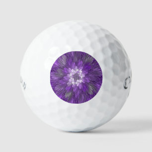 Psychedelic Purple Flower Abstract Fractal Art Golf Balls