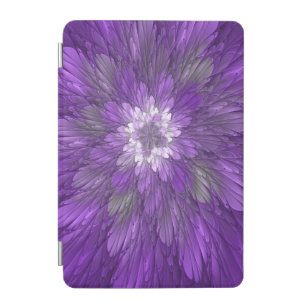 Psychedelic Purple Flower Abstract Fractal Art iPad Mini Cover