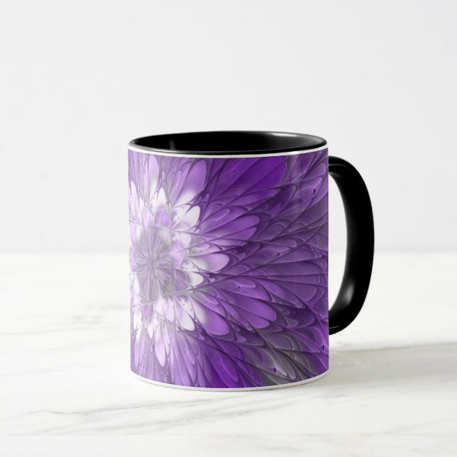 Psychedelic Purple Flower Abstract Fractal Art Mug (Front Right)