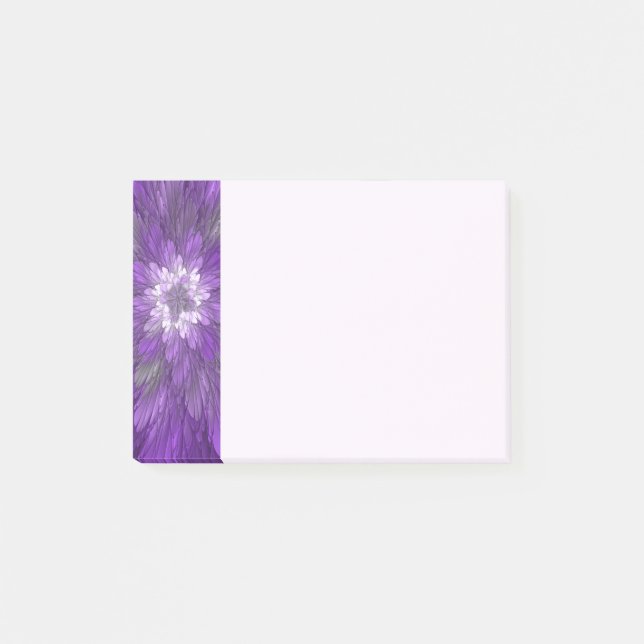 Psychedelic Purple Flower Abstract Fractal Art Post-it Notes (Front)