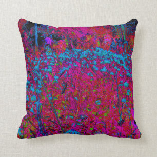 Psychedelic Purple Lily Flower Magenta Garden Cushion