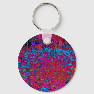 Psychedelic Purple Lily Flower Magenta Garden Key Ring