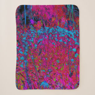 Psychedelic Purple Lily Flower Magenta Garden Sherpa Blanket