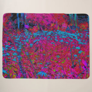 Psychedelic Purple Lily Flower Magenta Garden Sherpa Blanket