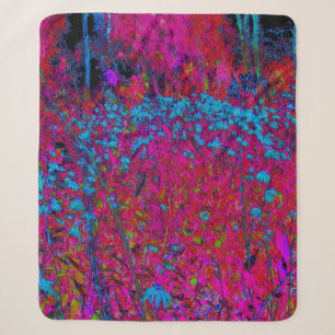Psychedelic Purple Lily Flower Magenta Garden Sherpa Blanket