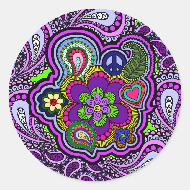 Psychedelic Purple Paisley Sticker (Front)