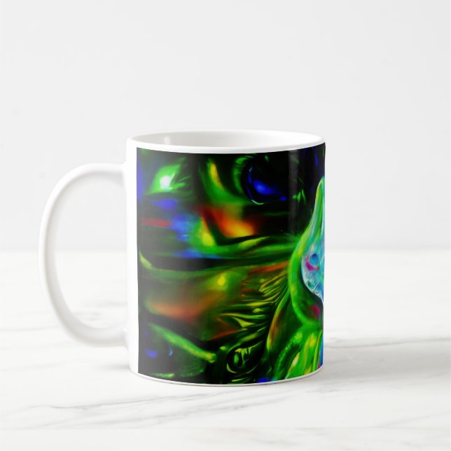 Psychedelic Rabbit Dragon in Neon Fantasy Coffee Mug (Left)