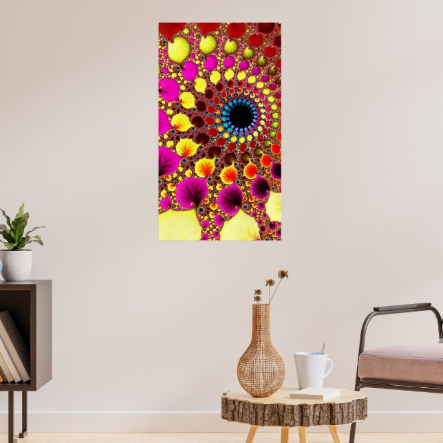 Psychedelic Rabbit Hole Fractal Abstract Art Poster (Living Room 3)