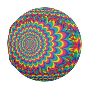 Psychedelic rainbow abstract design baseball