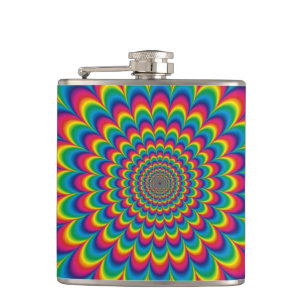 Psychedelic rainbow abstract design hip flask