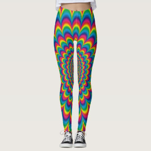 Psychedelic rainbow abstract design leggings