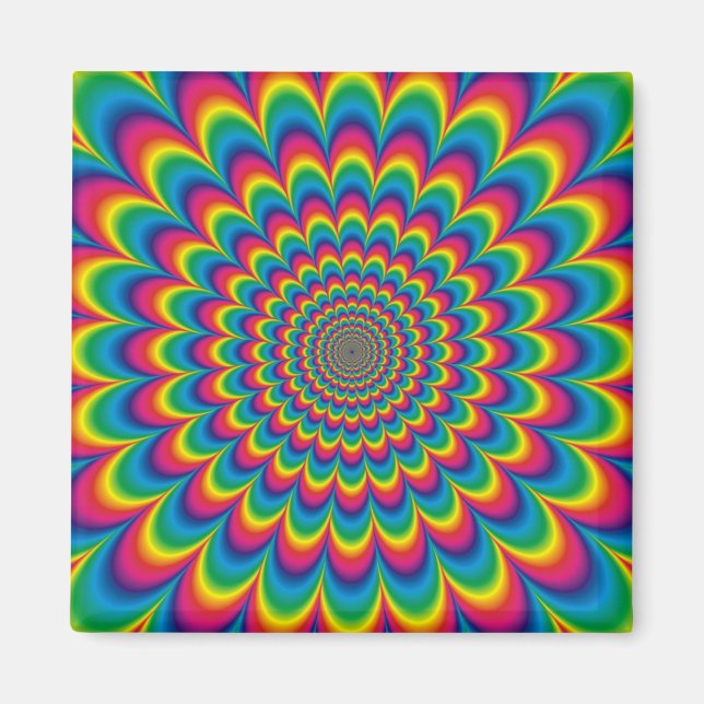Psychedelic rainbow abstract design magnet (Front)