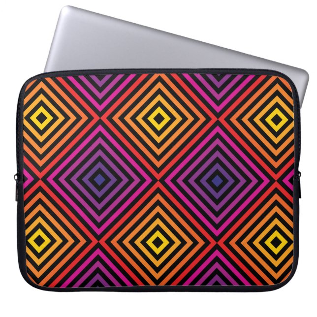 Psychedelic Rainbow Chevron Pattern Laptop Sleeve (Front)
