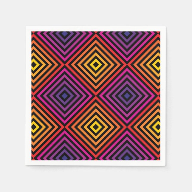 Psychedelic Rainbow Chevron Pattern Napkin (Front)