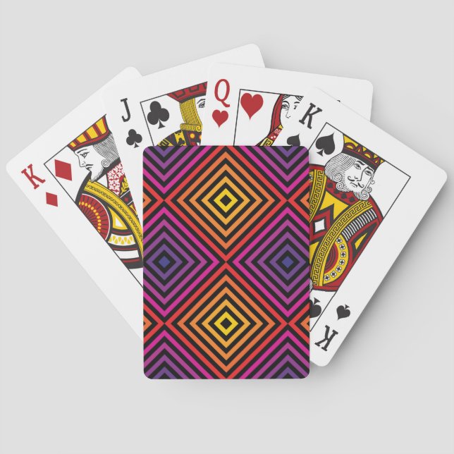 Psychedelic Rainbow Chevron Pattern Playing Cards (Back)
