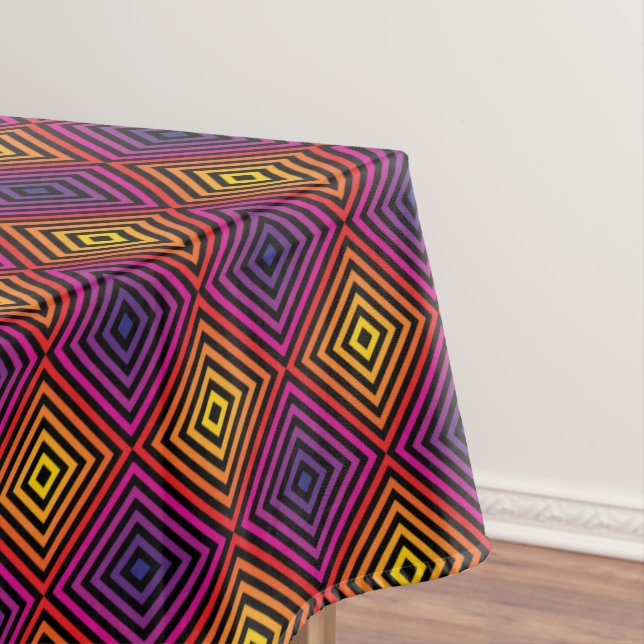 Psychedelic Rainbow Chevron Pattern Tablecloth (In Situ)