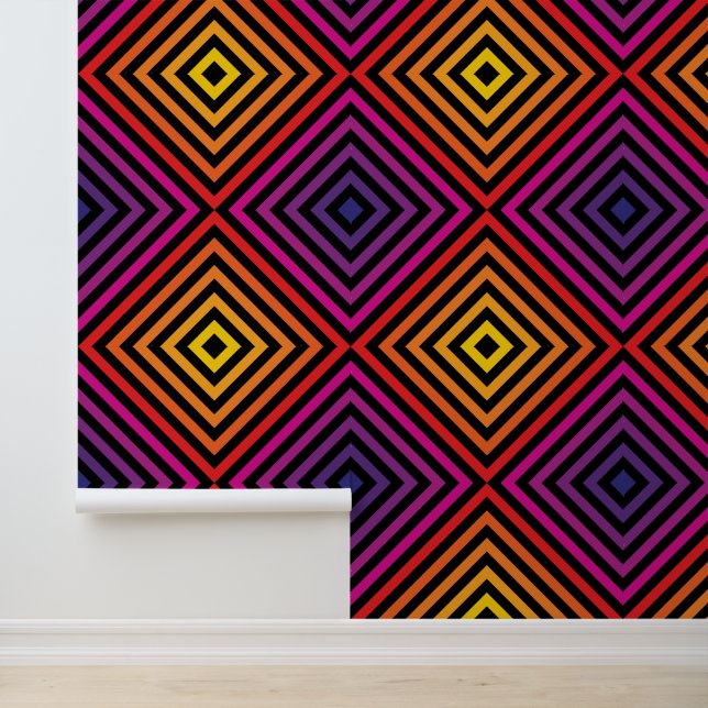 Psychedelic Rainbow Chevron Pattern Wallpaper (Application)