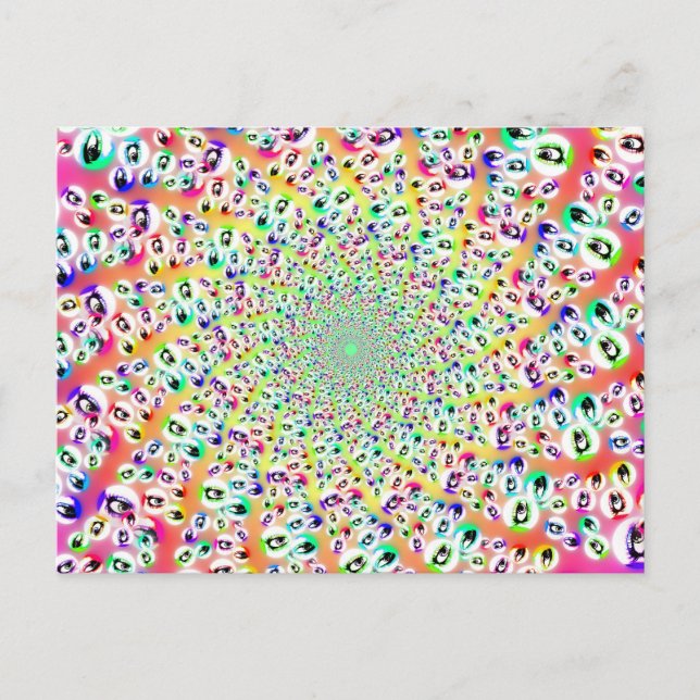 Psychedelic Rainbow Eyes Mandala Postcard (Front)