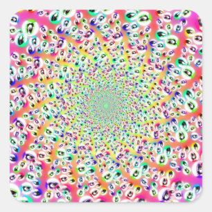 Psychedelic Rainbow Eyes Mandala Square Sticker