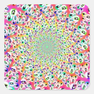 Psychedelic Rainbow Eyes Mandala Square Sticker
