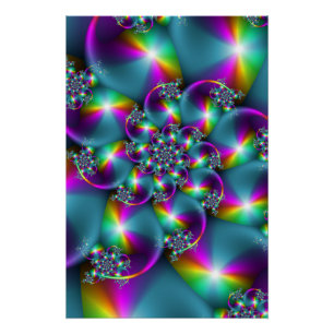 Psychedelic Rainbow Fractal Abstract Spiral Art Poster
