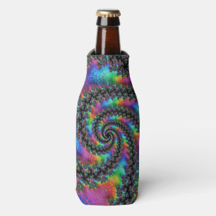 Psychedelic Rainbow Fractal Bottle Cooler