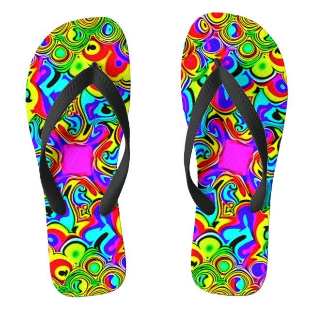Psychedelic Rainbow Fractal Sandals (Footbed)