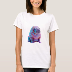 Psychedelic Rainbow Galaxy Walrus Women T-Shirt