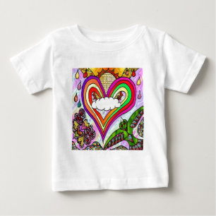 Psychedelic Rainbow Heart Art Print Baby T-Shirt