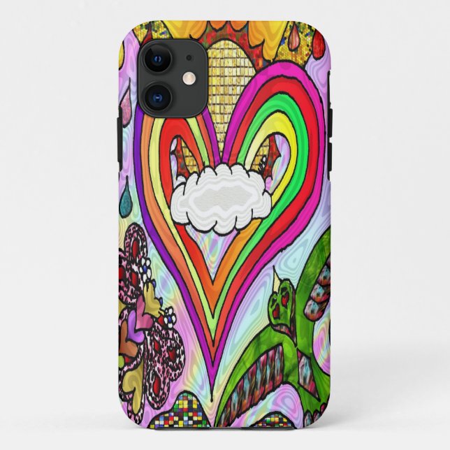 Psychedelic Rainbow Heart Art Print Case-Mate iPhone Case (Back)