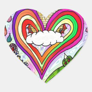 Psychedelic Rainbow Heart Art Print Heart Sticker
