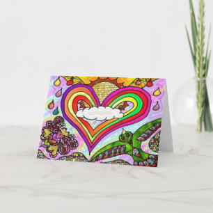 Psychedelic Rainbow Heart Art Print Holiday Card
