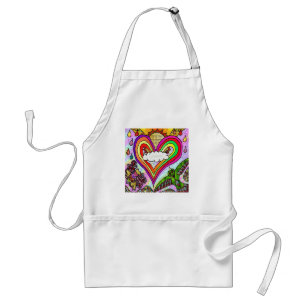 Psychedelic Rainbow Heart Art Print Standard Apron