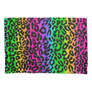 Psychedelic Rainbow Leopard Animal Print Pillowcase