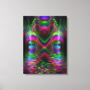 Psychedelic Rainbow Love Hearts Wrapped Canvas