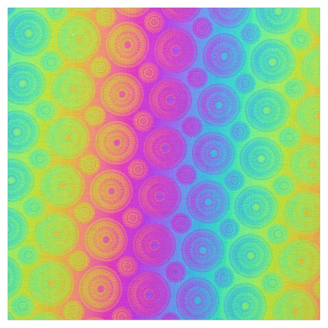 Psychedelic Rainbow Medallions Fabric (Close Up)