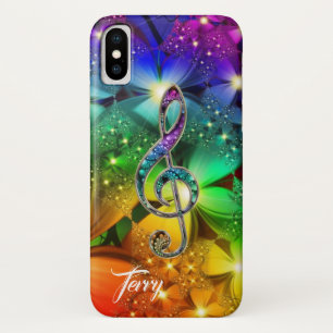 Psychedelic Rainbow Music Clef iPhone X Case