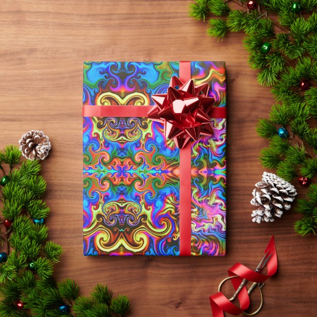 Psychedelic Rainbow Neon Wrapping Paper (Holiday Gift)