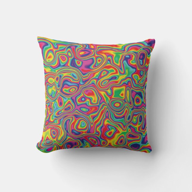 Psychedelic Rainbow Oil Pattern Cushion (Front)