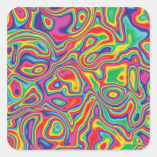 Psychedelic Rainbow Oil Pattern Square Sticker
